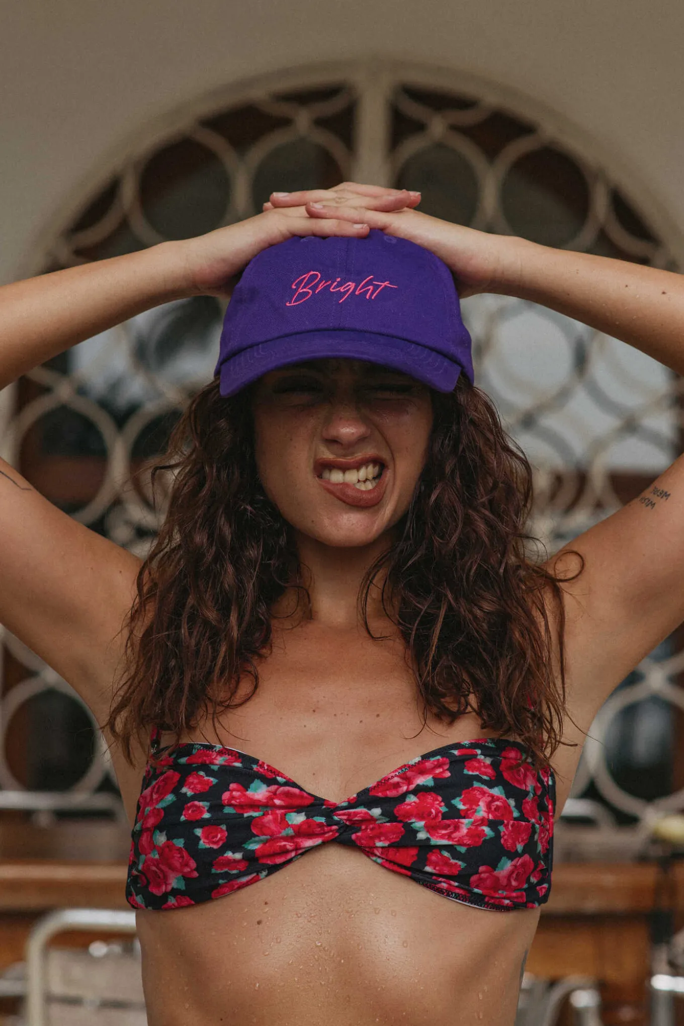 Bright Swimwear Hats>BRIGHT CAP (PURPLE WITH PINK LOGO)